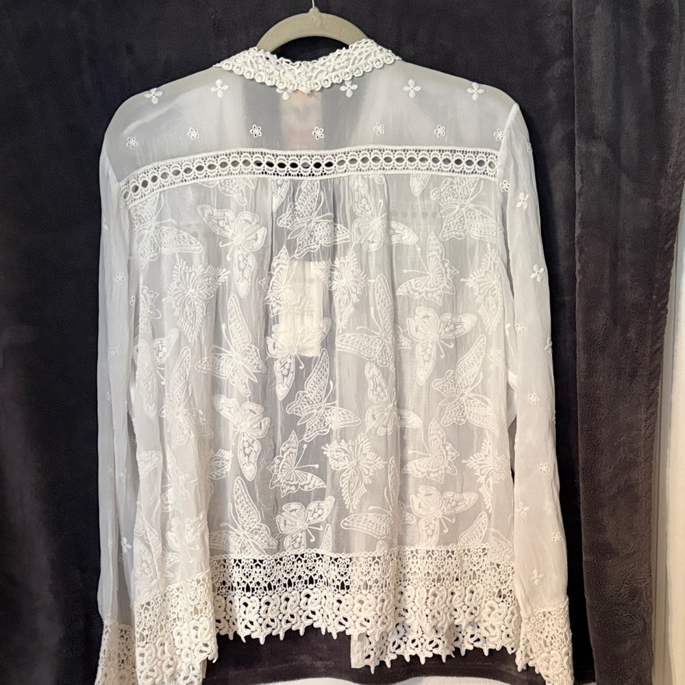 Johnny Was Yonah White Floral Lace Butterfly Jacket/Blouse NWT - Picture 10 of 10